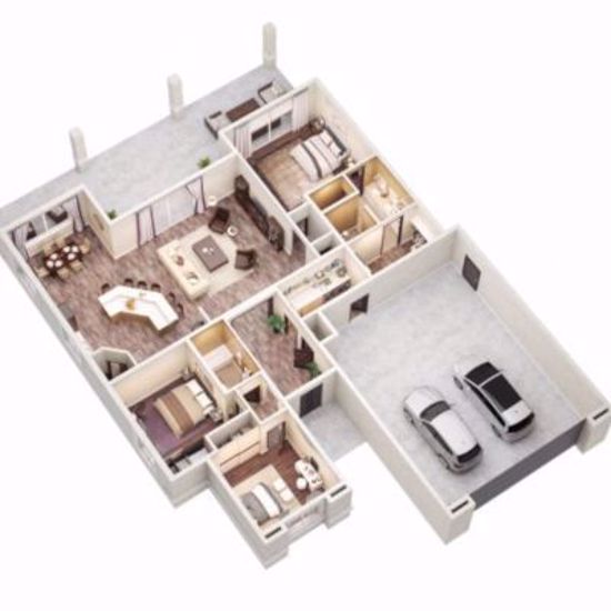 3D Coloured Floorplan redrawn